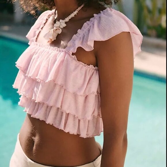 Pink Ruffled Women's Shorts - Picture 2 of 12